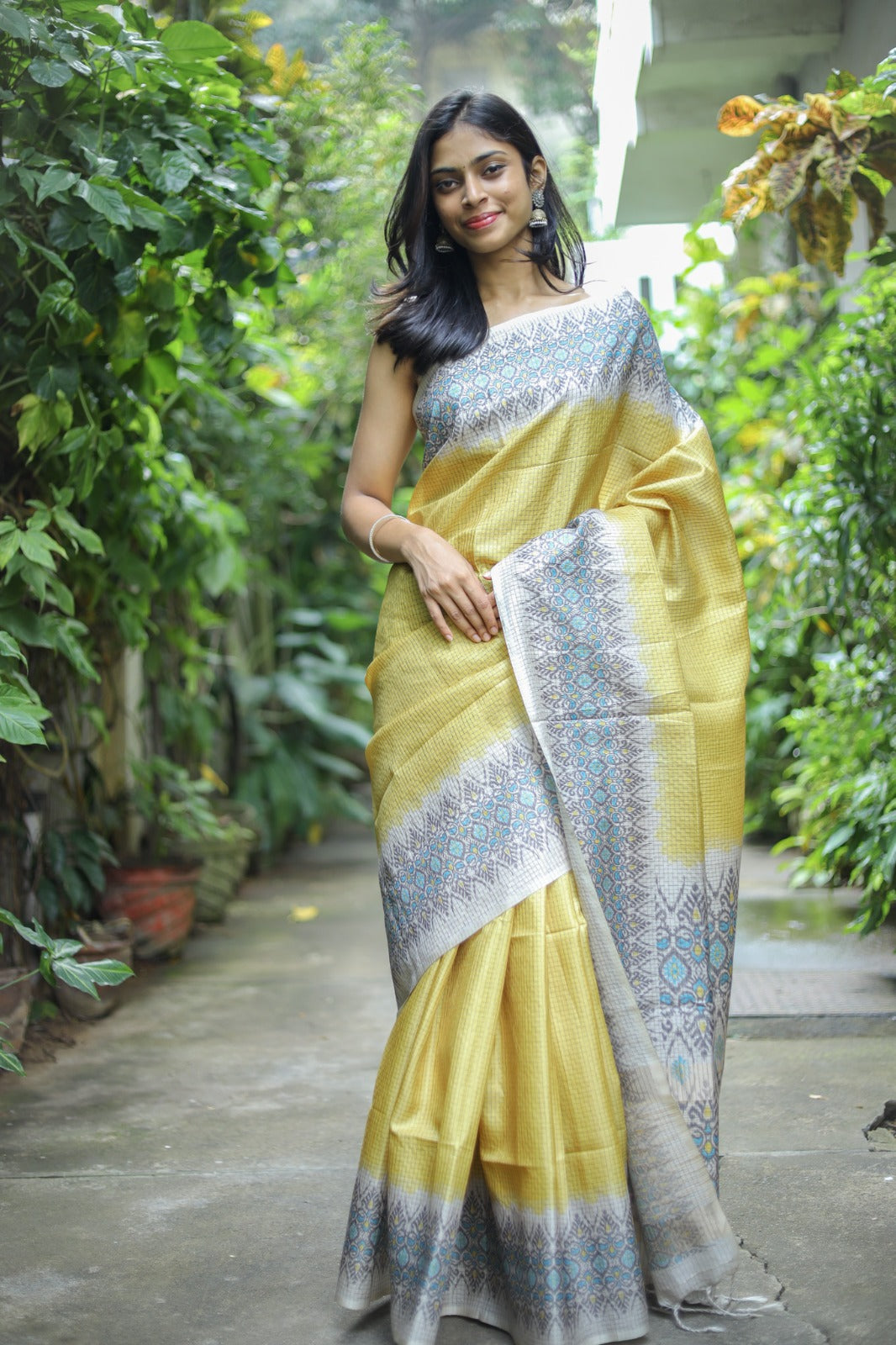 Tussar checks saree