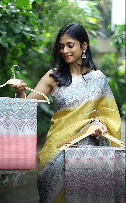 Tussar checks saree
