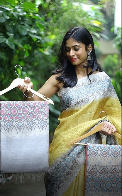 Tussar checks saree