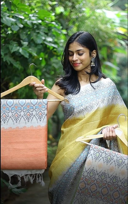 Tussar checks saree
