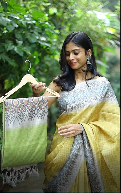 Tussar checks saree
