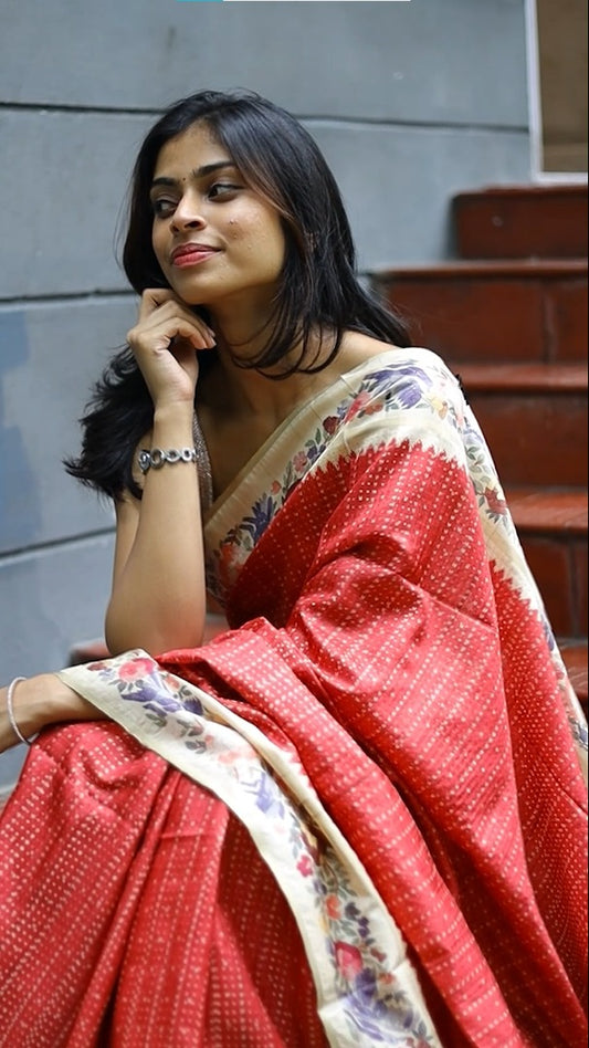 Fancy Tussar Silk  Saree