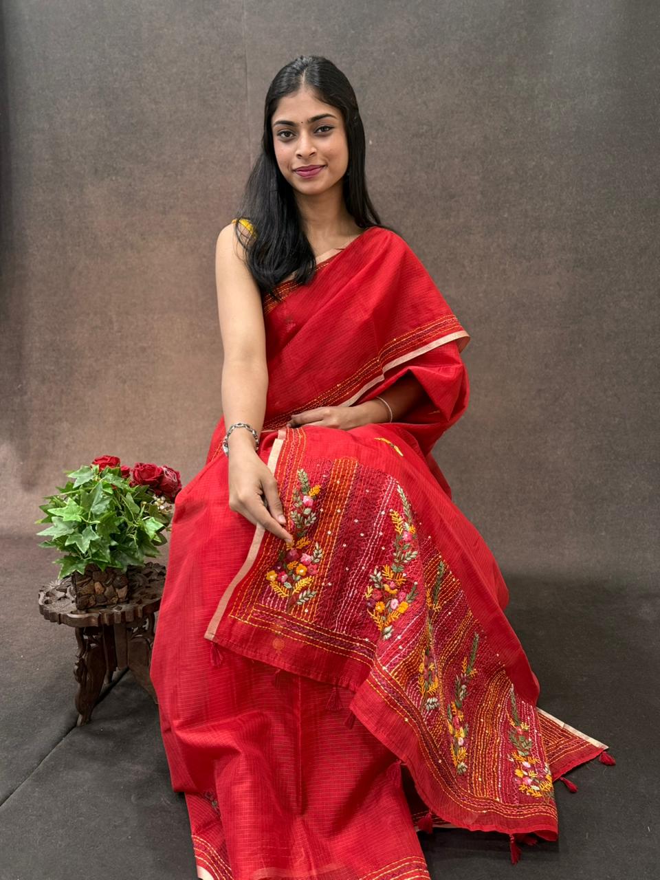 Kota Silk Saree with Embroidey Work