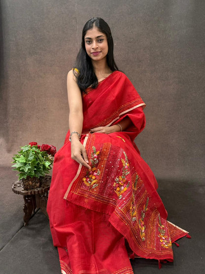 Kota Silk Saree with Embroidey Work