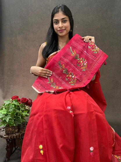 Kota Silk Saree with Embroidey Work