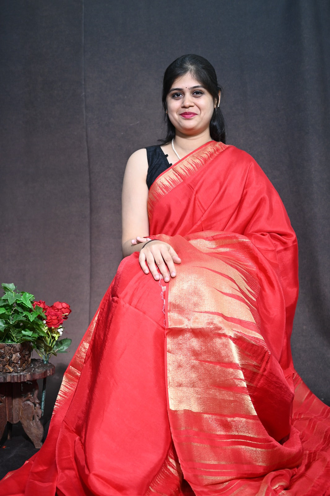 Tusser Georgette with Traditional Temple border