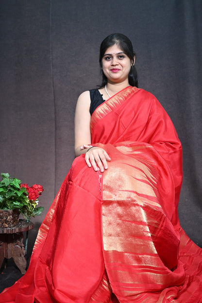 Tusser Georgette with Traditional Temple border
