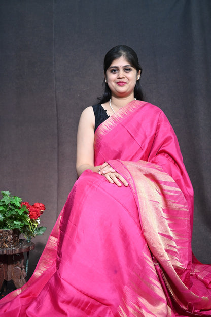 Tusser Georgette with Traditional Temple border