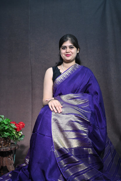 Tusser Georgette with Traditional Temple border