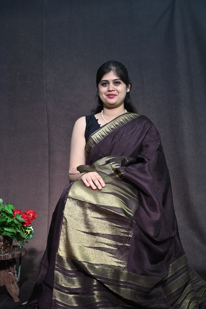 Tusser Georgette with Traditional Temple border