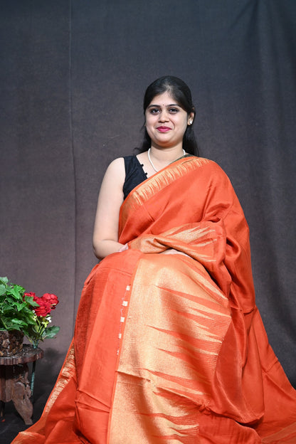 Tusser Georgette with Traditional Temple border