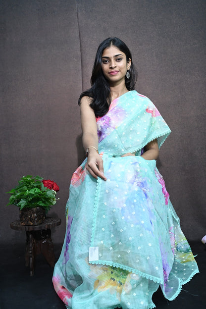 Kota Silk Saree with Floral Print