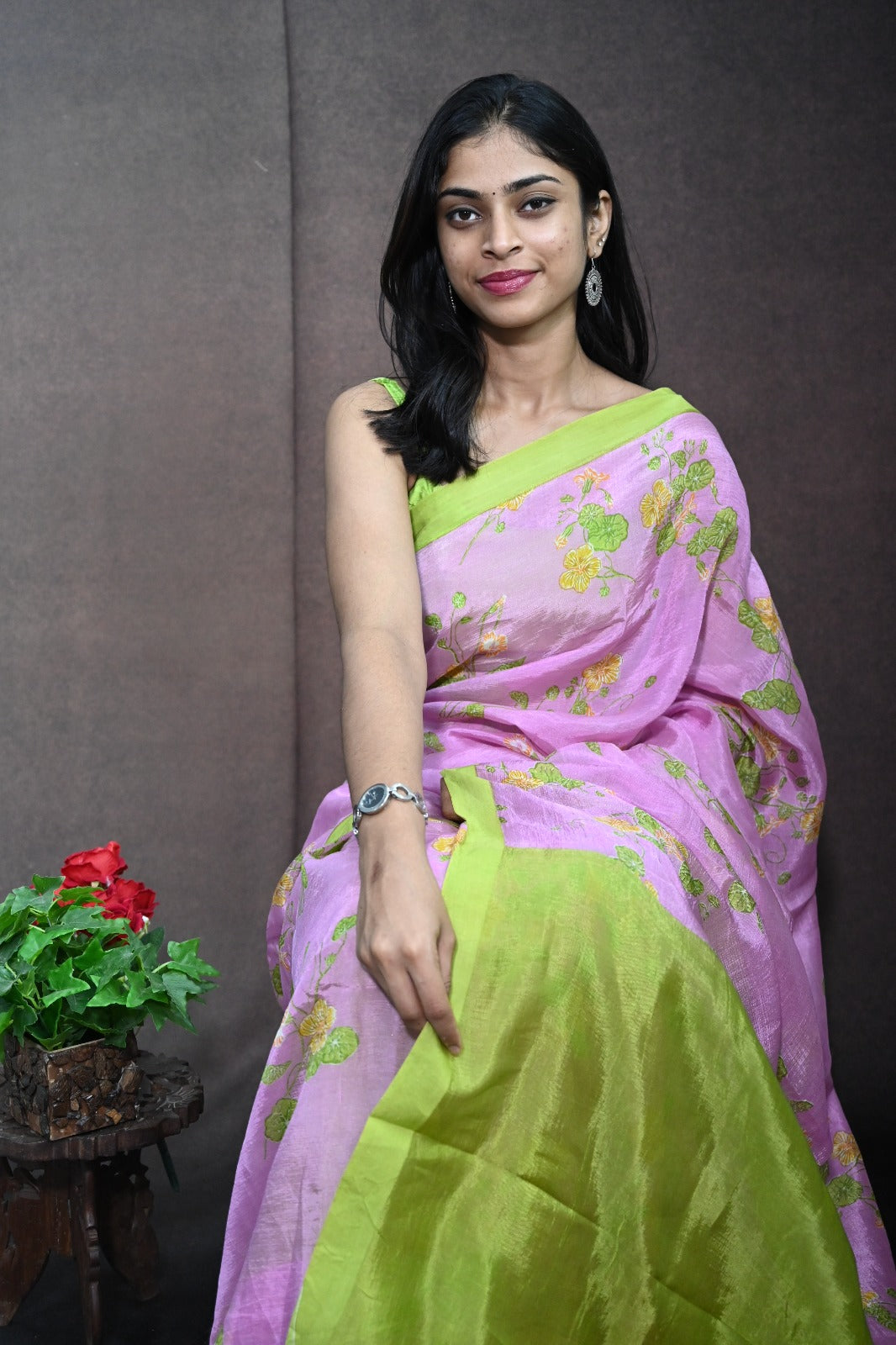 Mangalagiri Silk With Floral Print