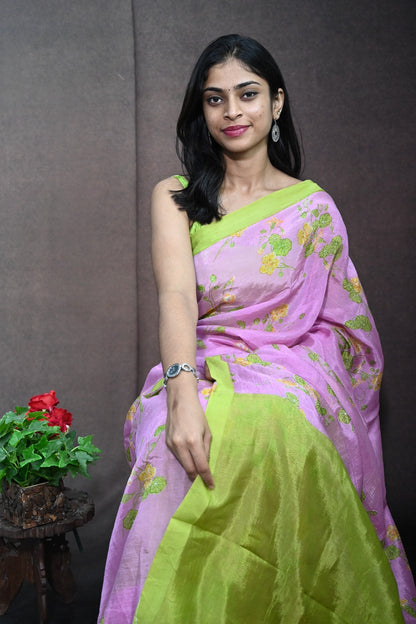 Mangalagiri Silk With Floral Print