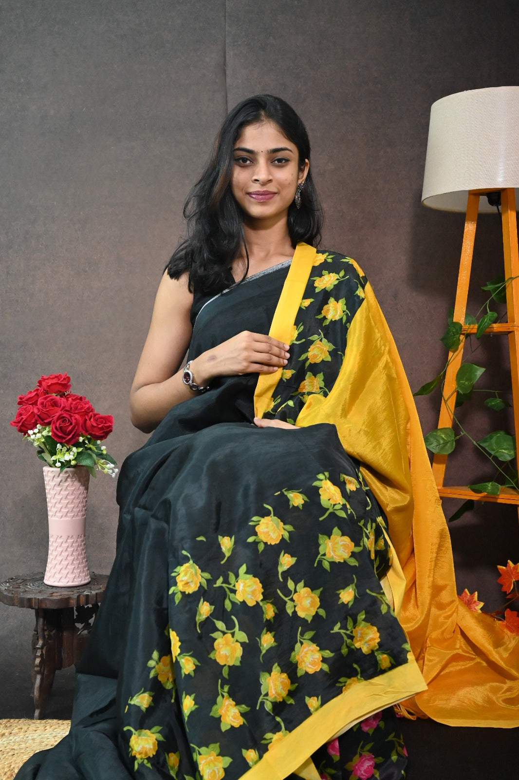 Mangalagiri Silk With Floral Print