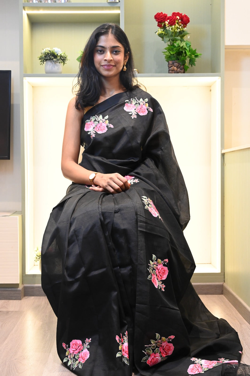 Mangalagiri Silk With Floral Print