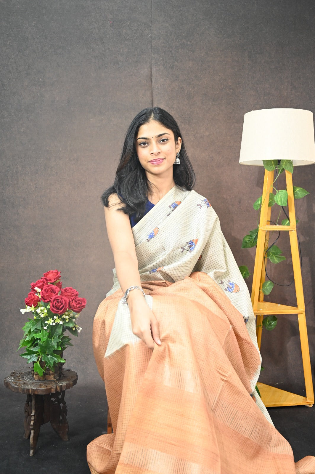Checked Tussar Silk