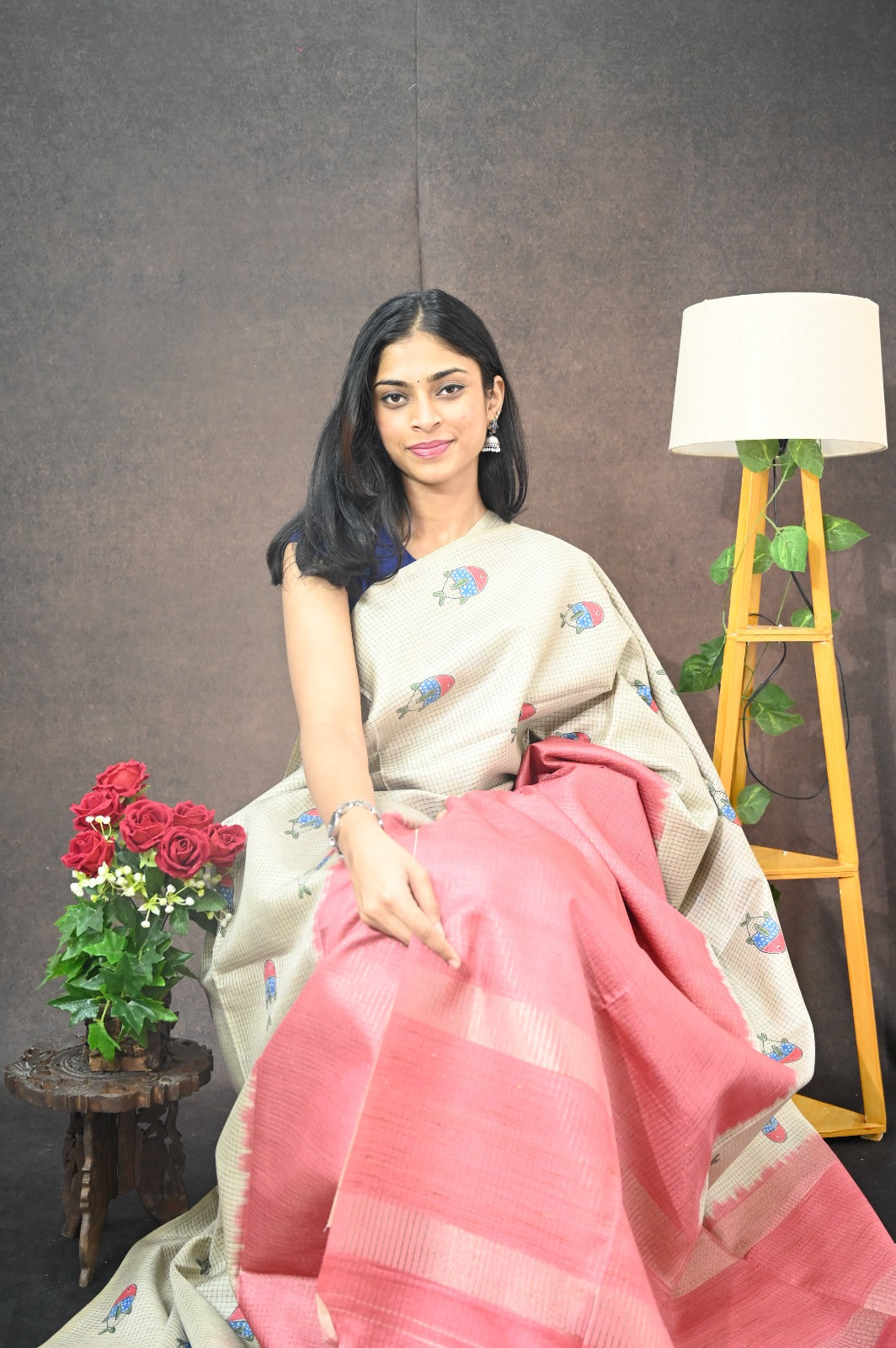 Checked Tussar Silk