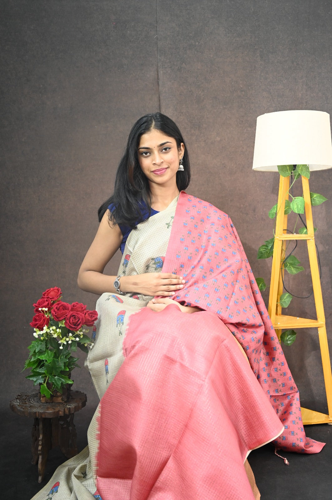 Checked Tussar Silk