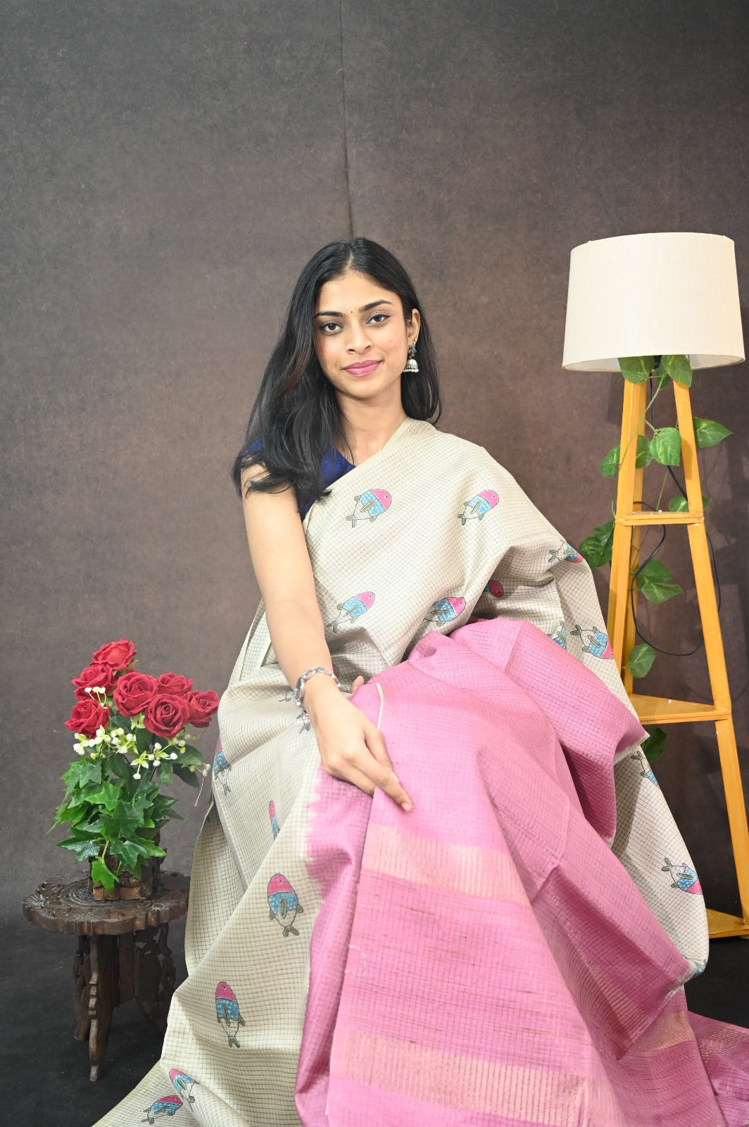 Checked Tussar Silk