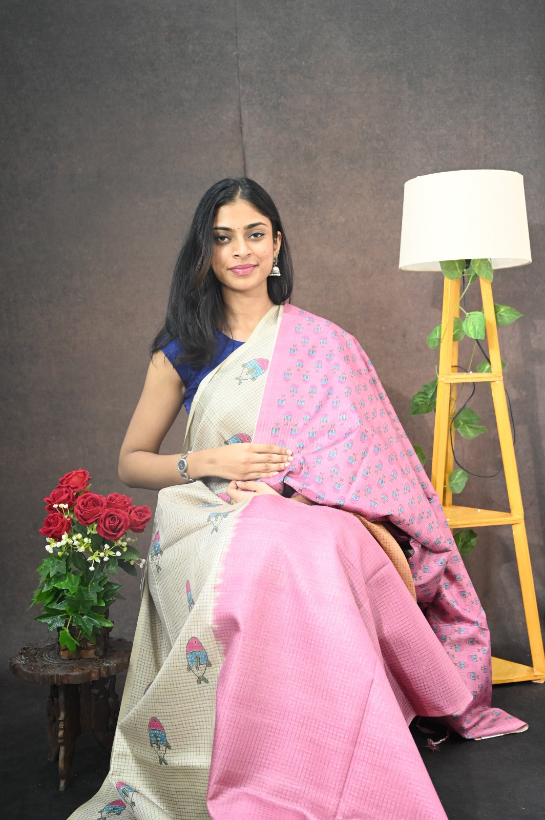 Checked Tussar Silk