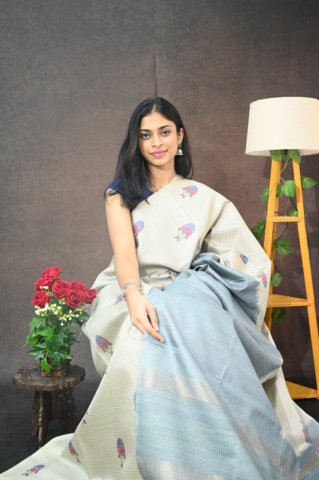 Checked Tussar Silk