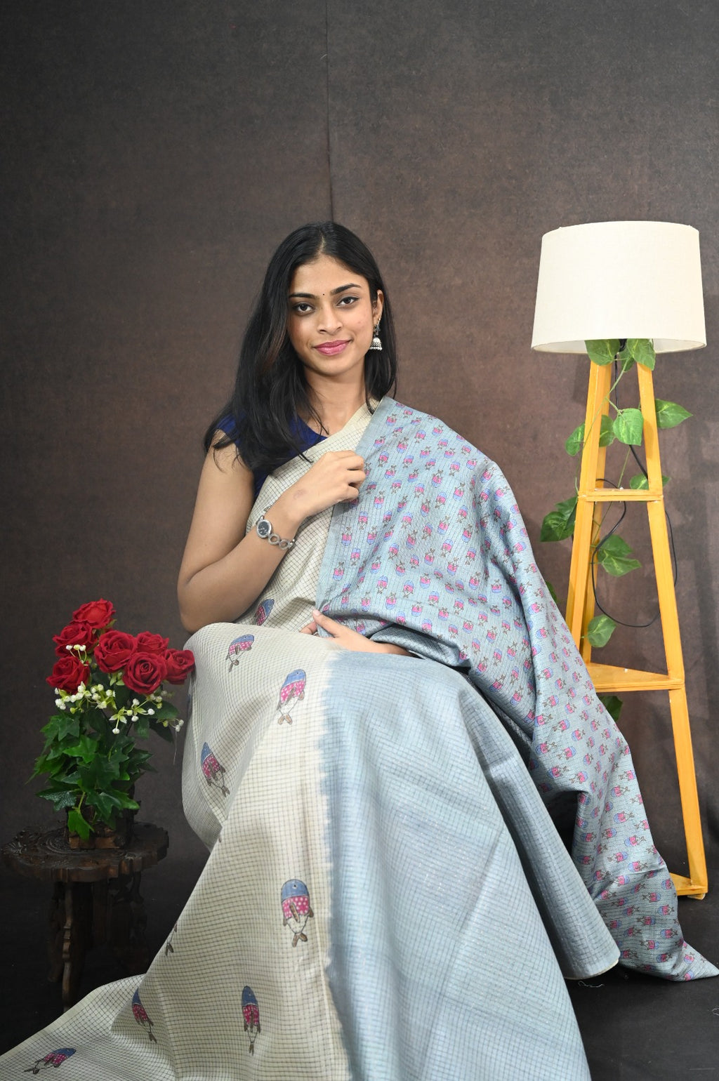Checked Tussar Silk