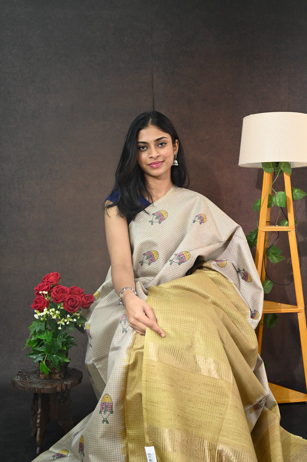 Checked Tussar Silk