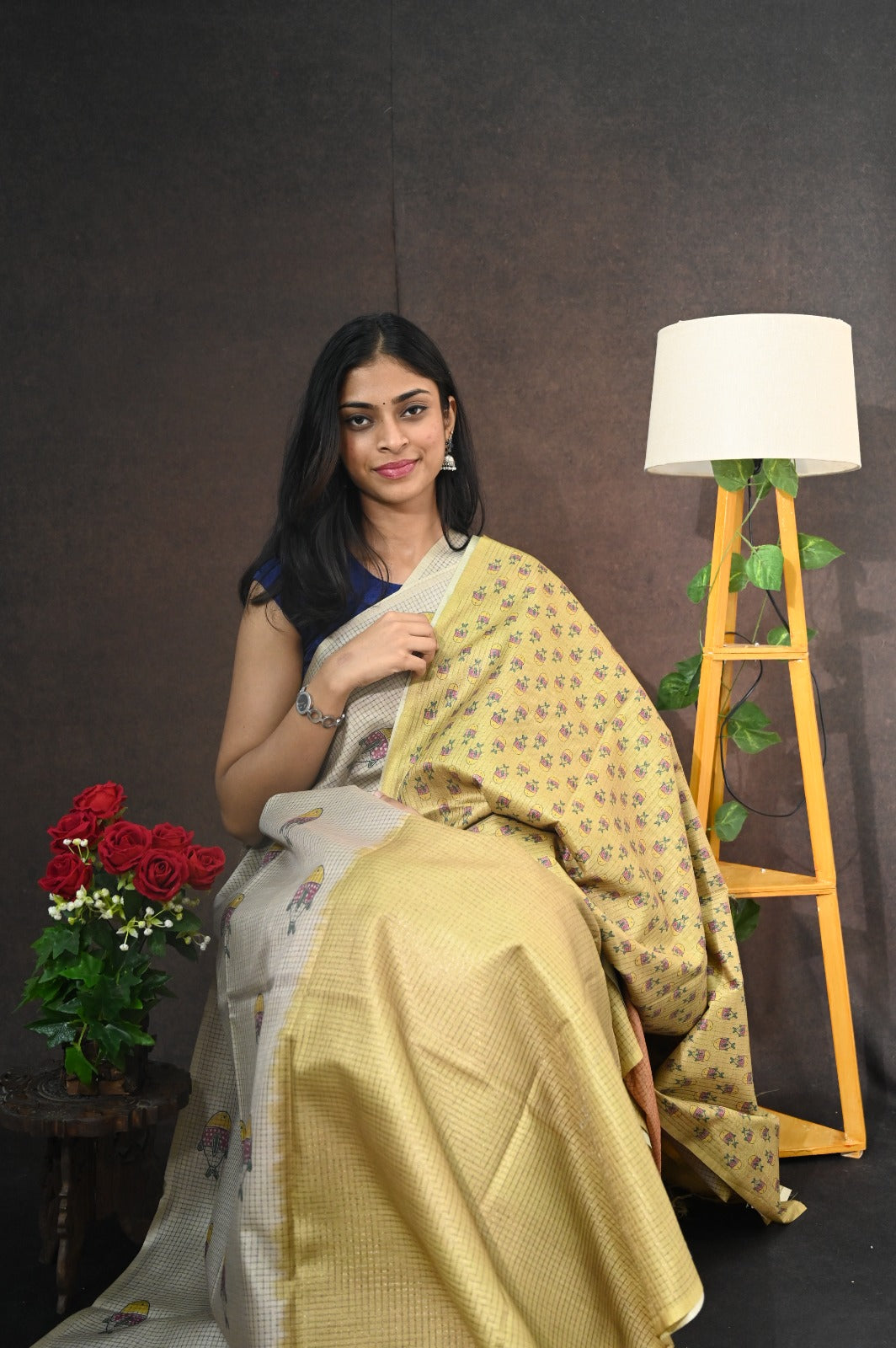 Checked Tussar Silk