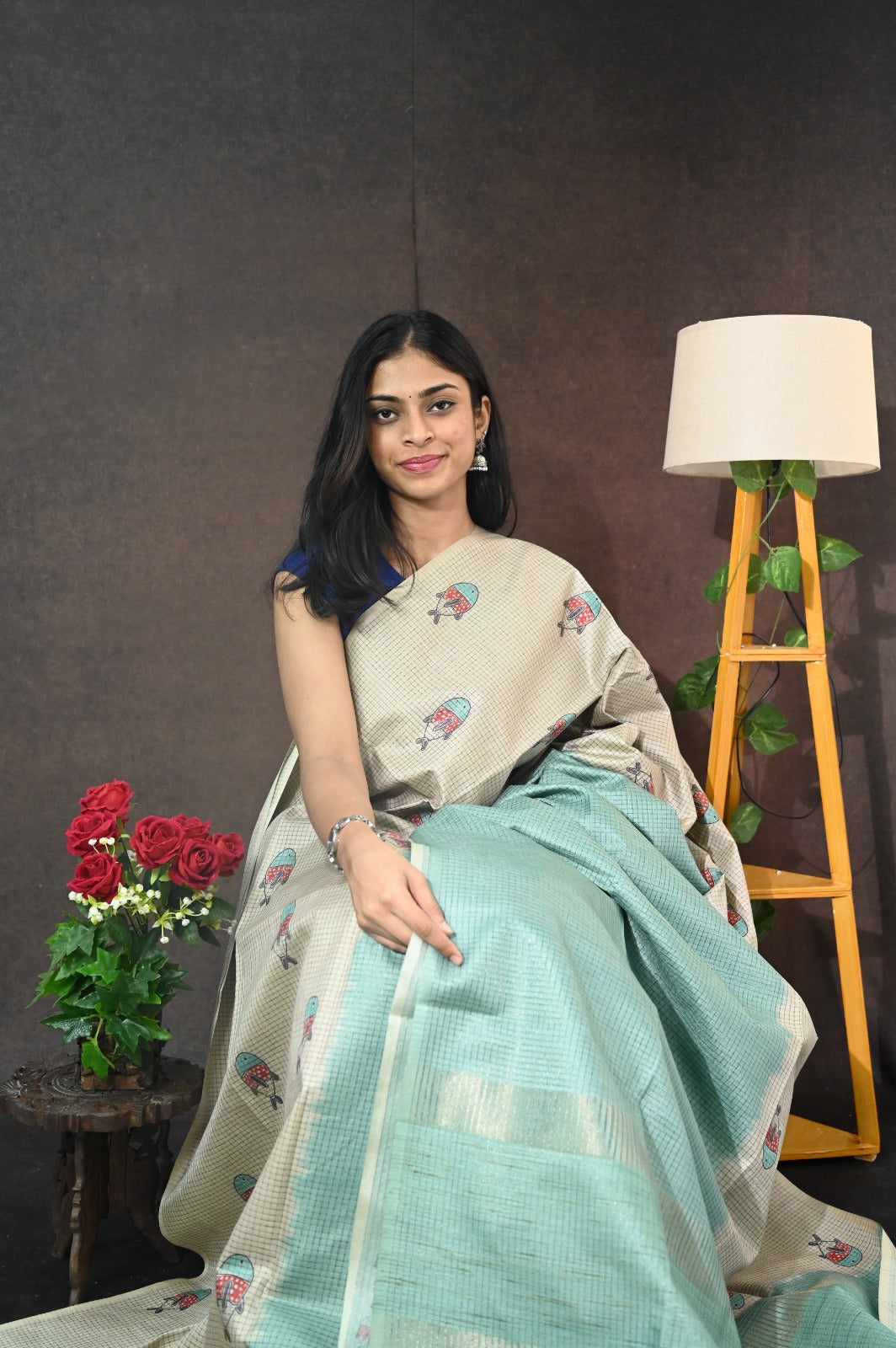Checked Tussar Silk