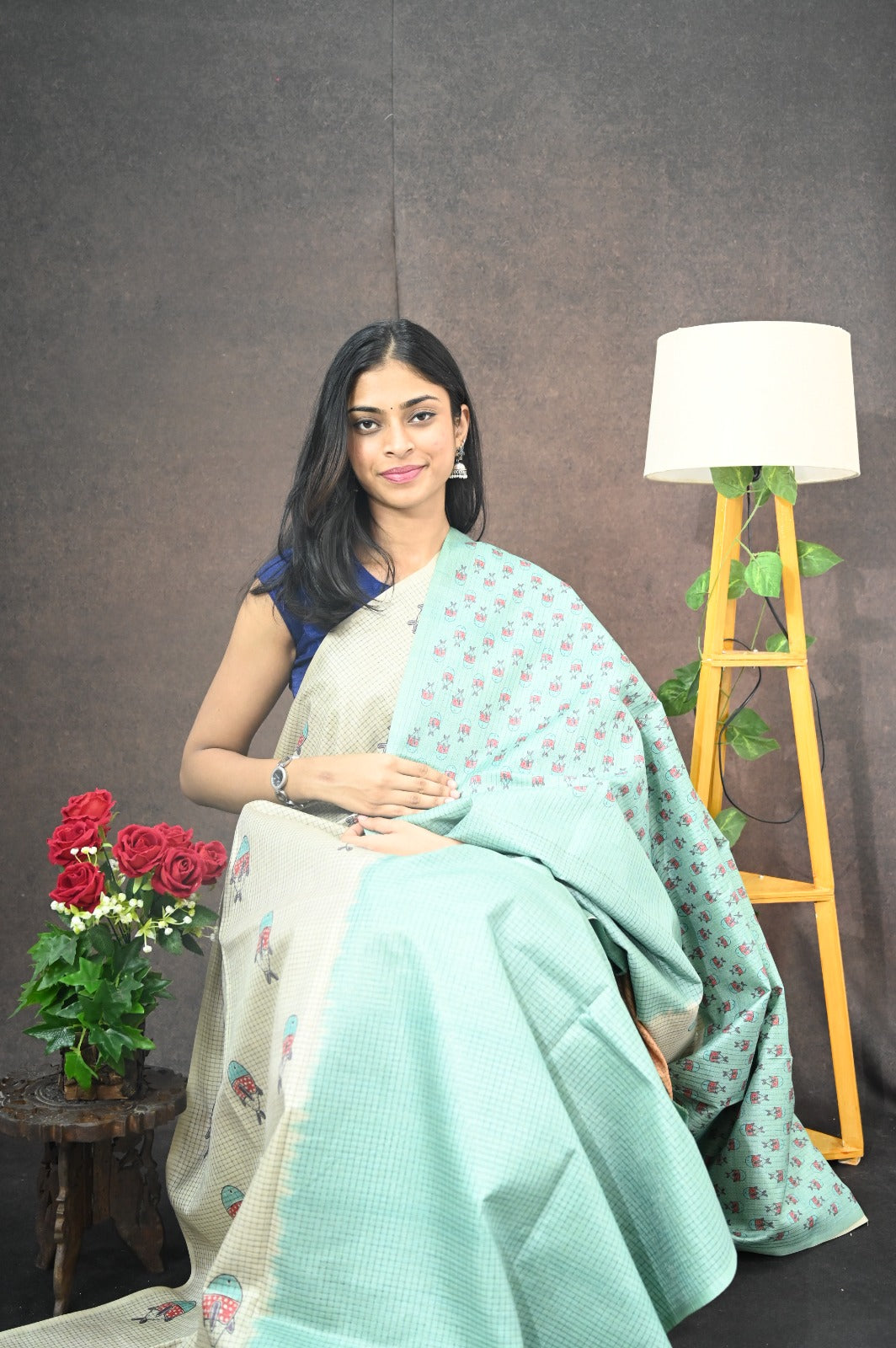 Checked Tussar Silk