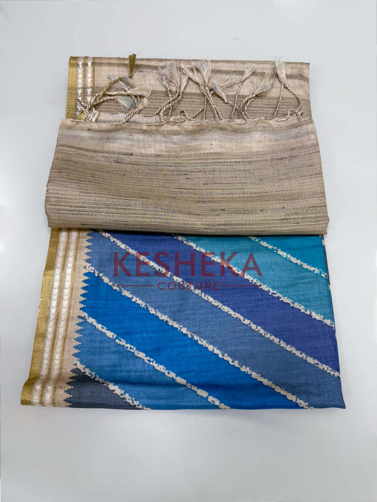 Tussar silk in leheriya stripes