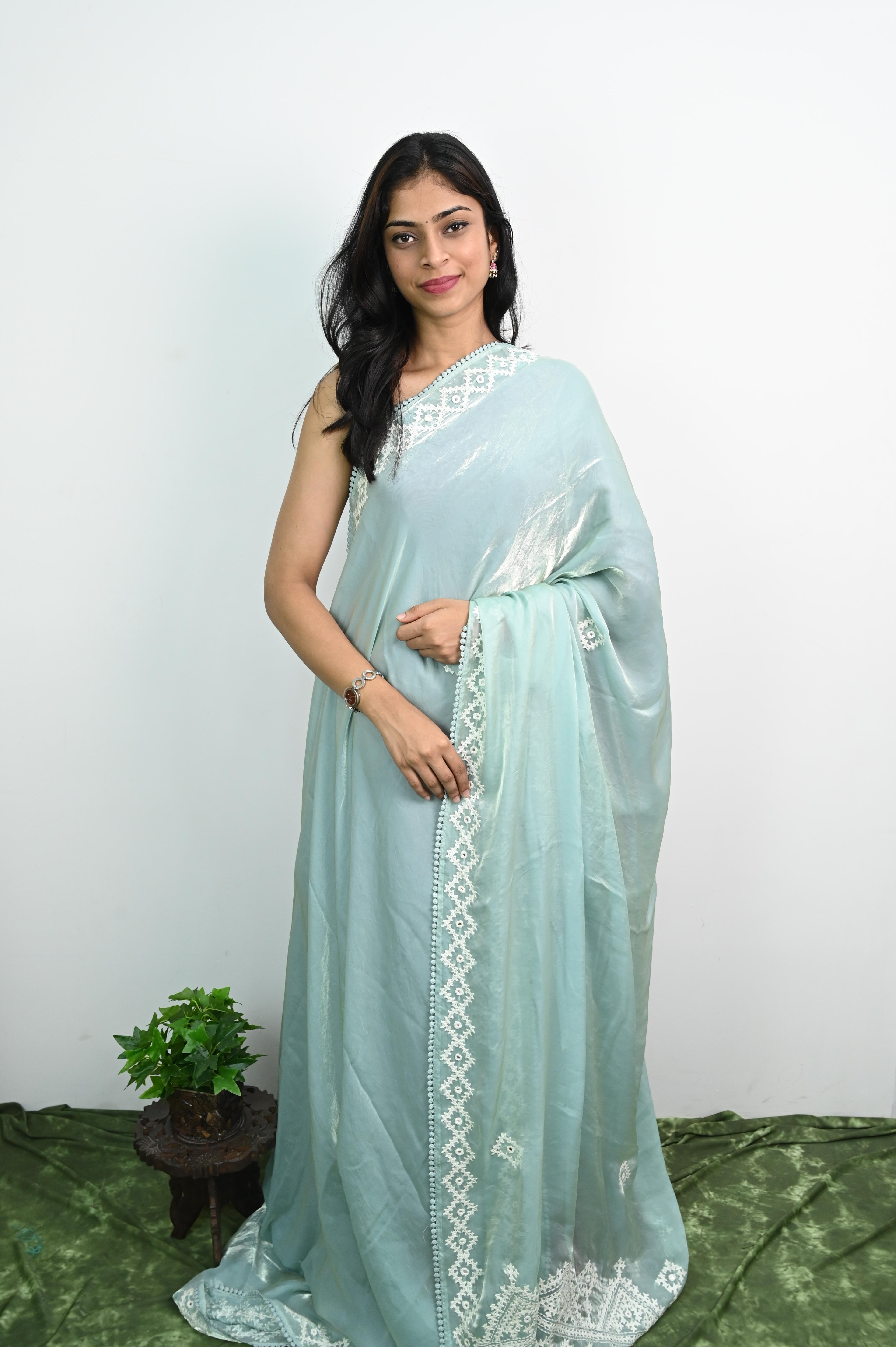 Kota Silk Saree with Kutch work Embroidery