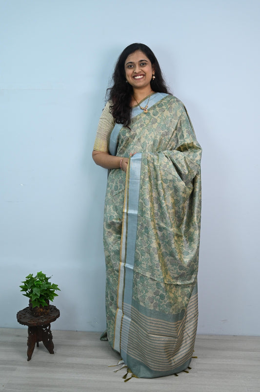 Green silk Saree