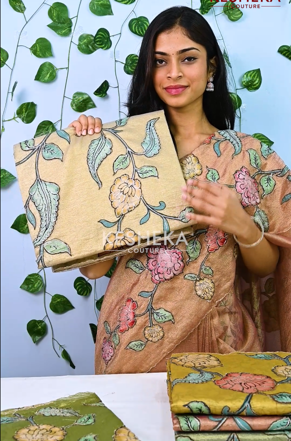 Tissue Silk Saree with Kalamkari Applique