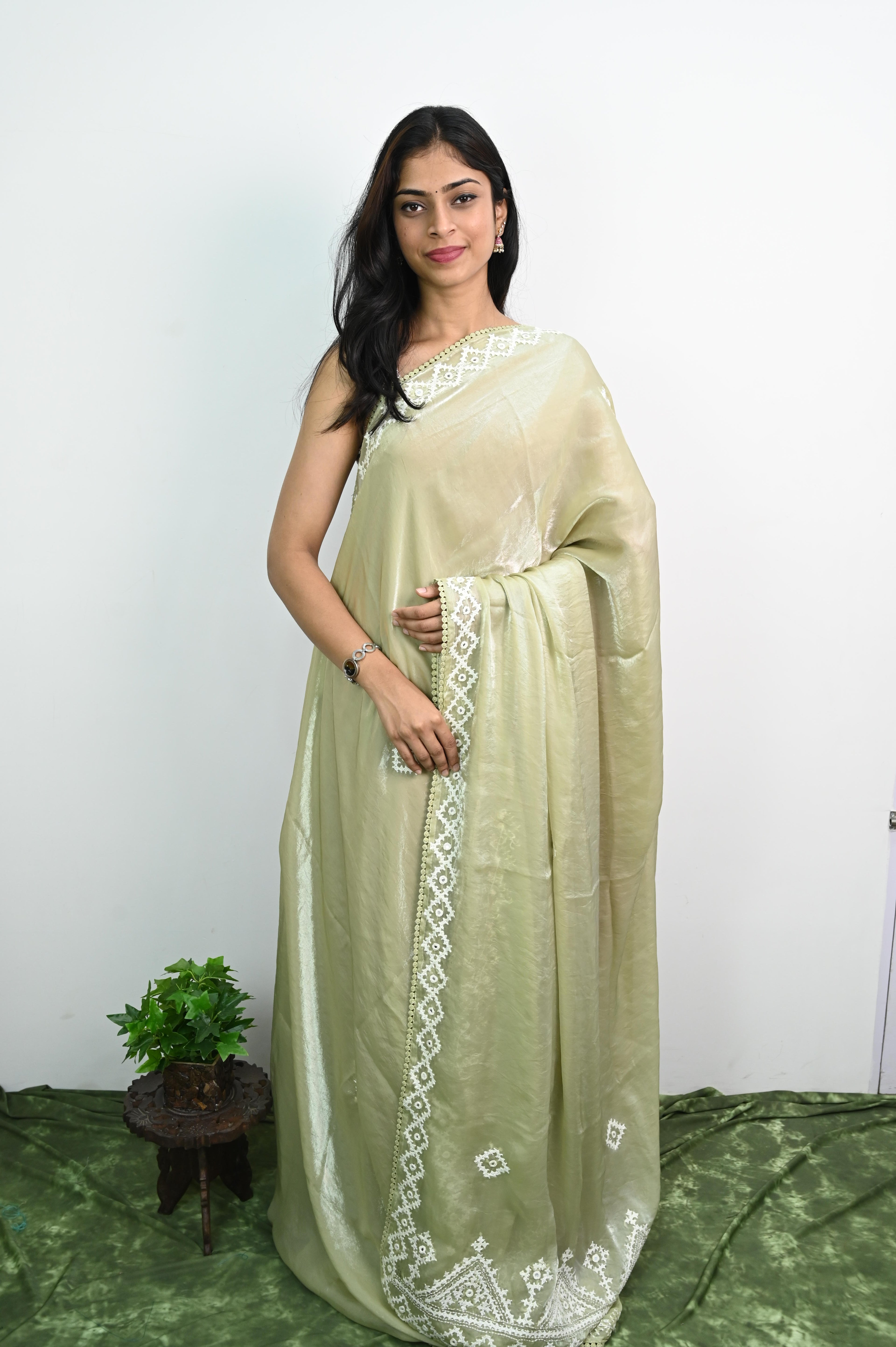 Kota Silk Saree with Kutch work Embroidery