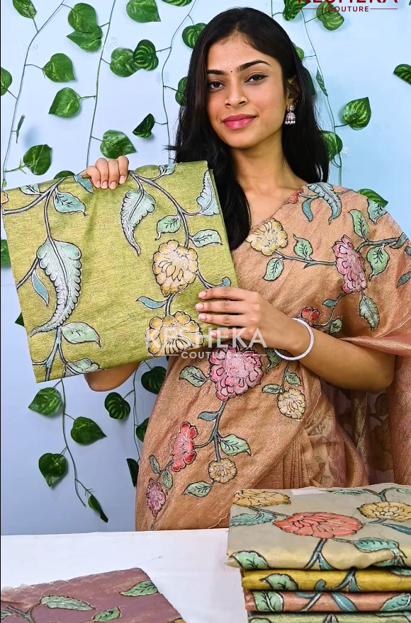 Tissue Silk Saree with Kalamkari Applique