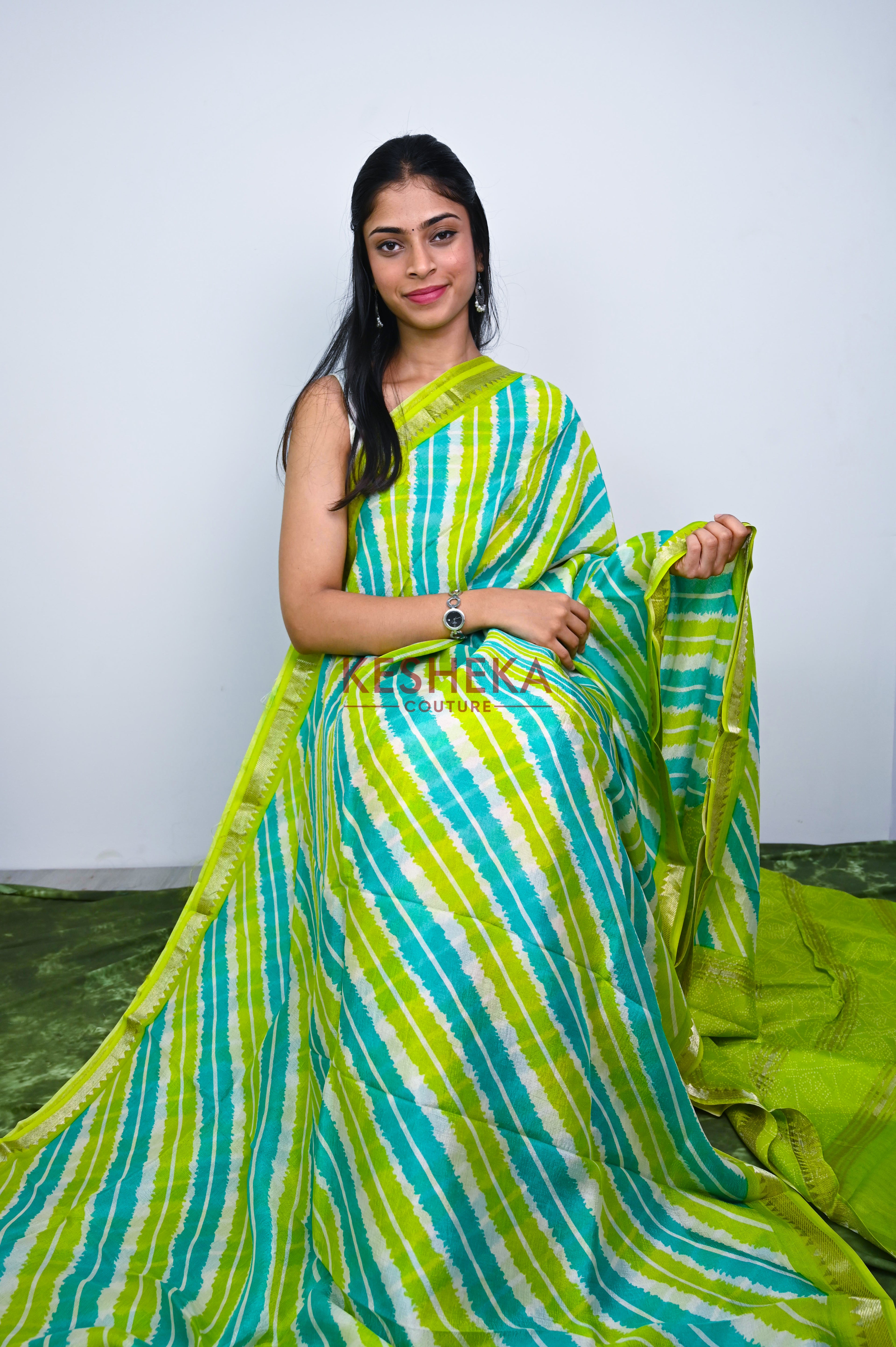 Mangalagiri Silk Sarees with Leheriya border