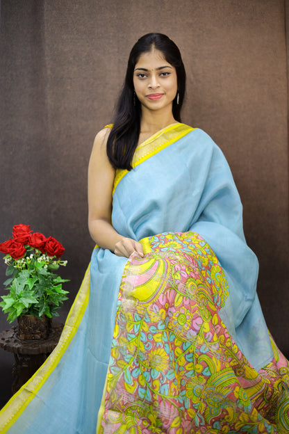 Pre Booking Only - Mangalagiri silk with Kalamkari print