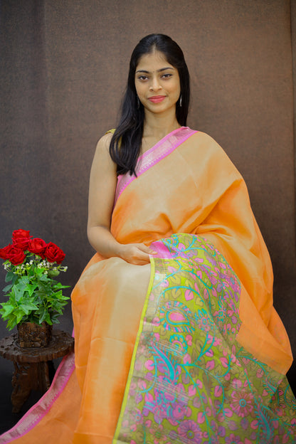 Pre Booking Only - Mangalagiri silk with Kalamkari print