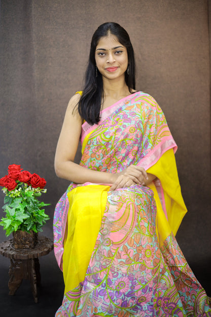 Pre Booking Only - Mangalagiri silk with Kalamkari print