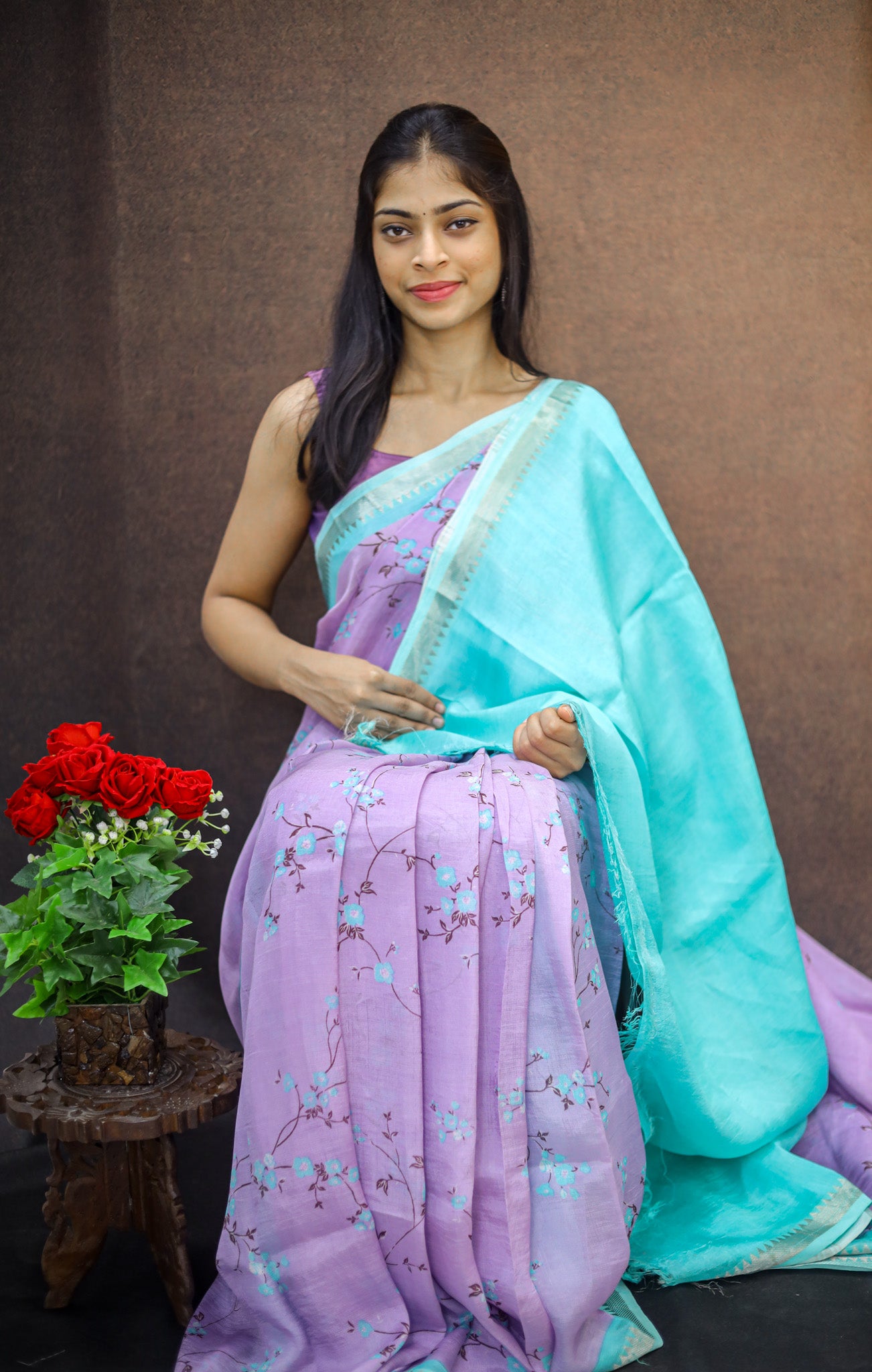 Mangalagiri silk with floral print