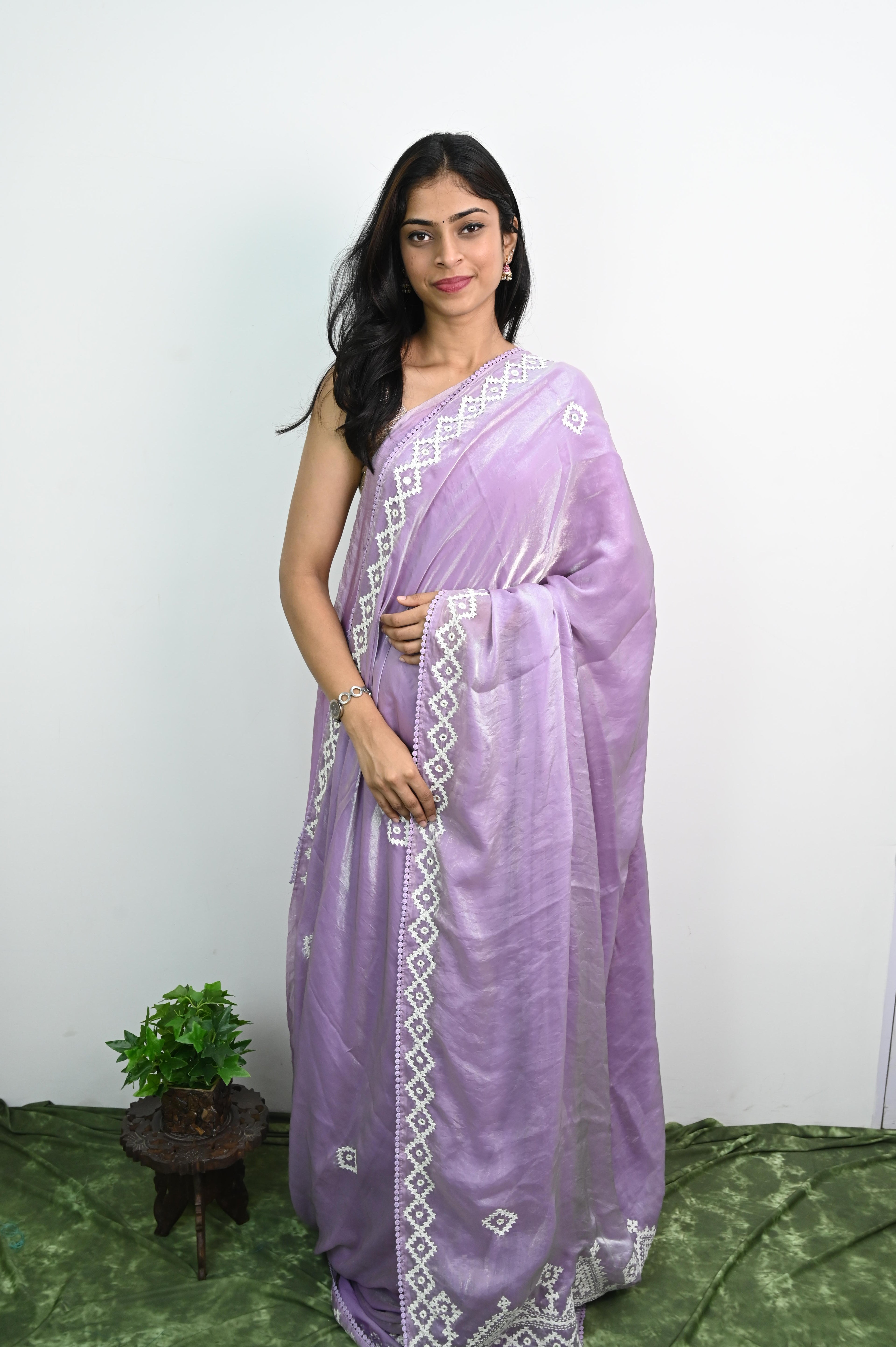 Kota Silk Saree with Kutch work Embroidery
