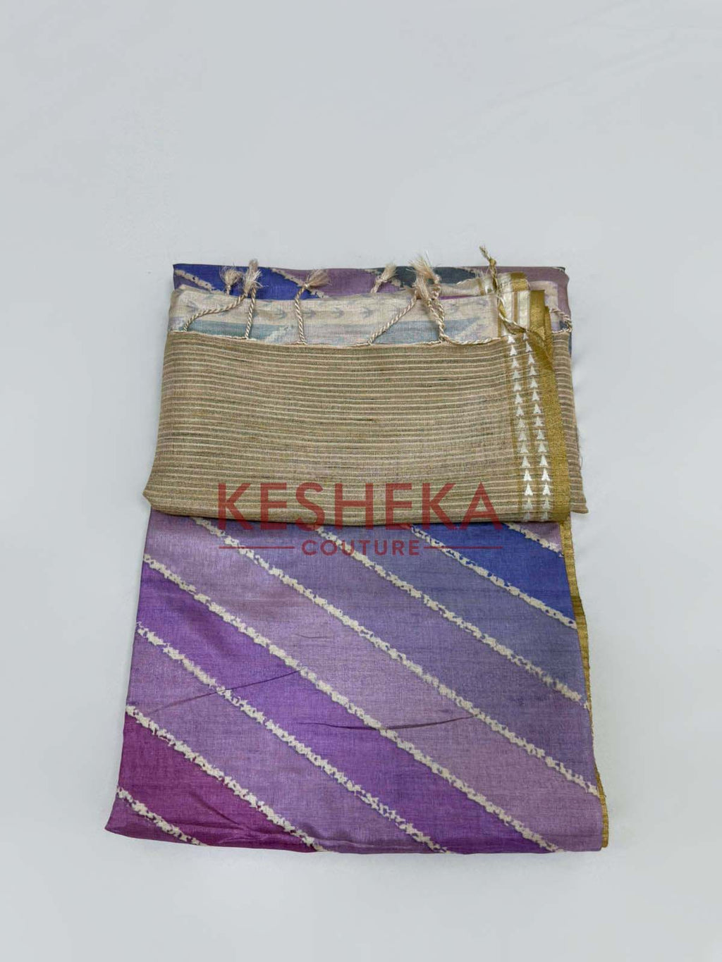 Tussar silk in leheriya stripes