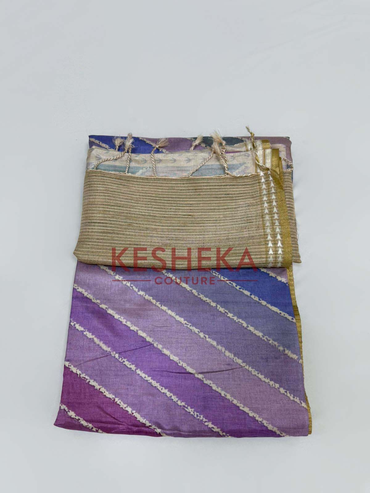 Tussar silk in leheriya stripes