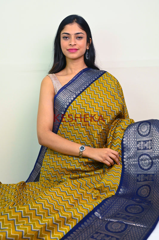 Semi Mangalagiri Silk Sarees with Kanchipuram border