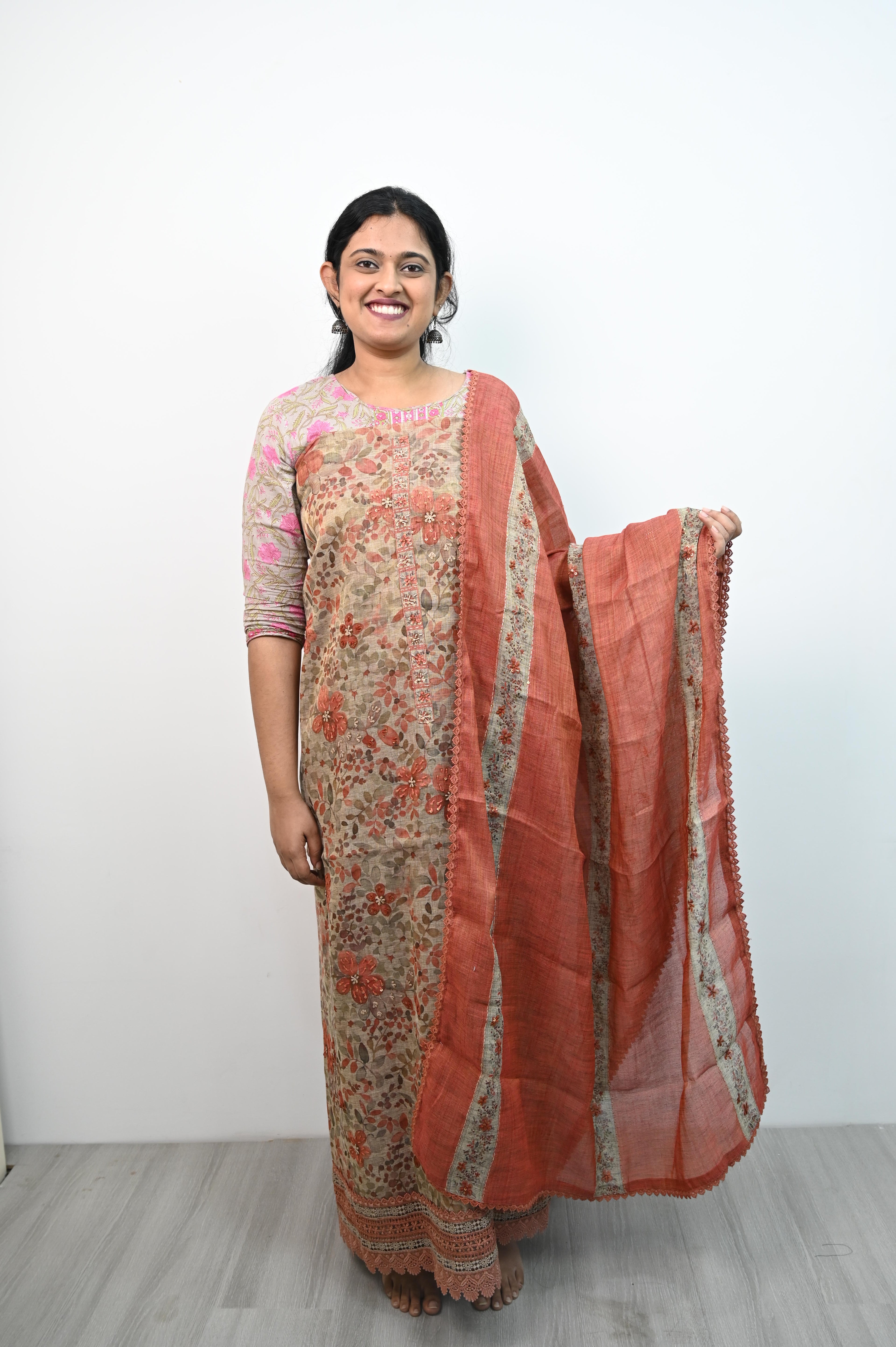 Jute Linen With Hand Emboridery Salwar