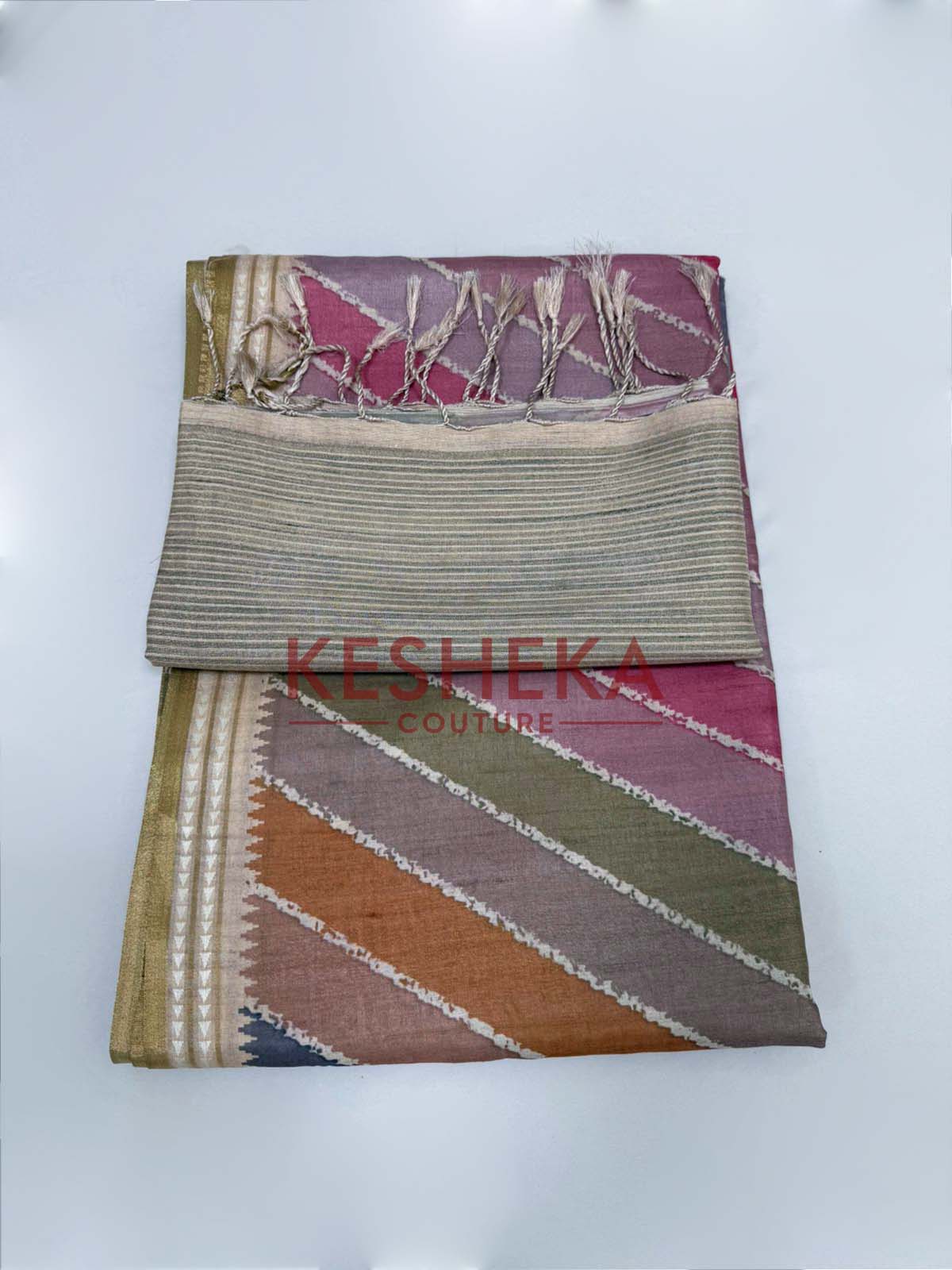 Tussar silk in leheriya stripes