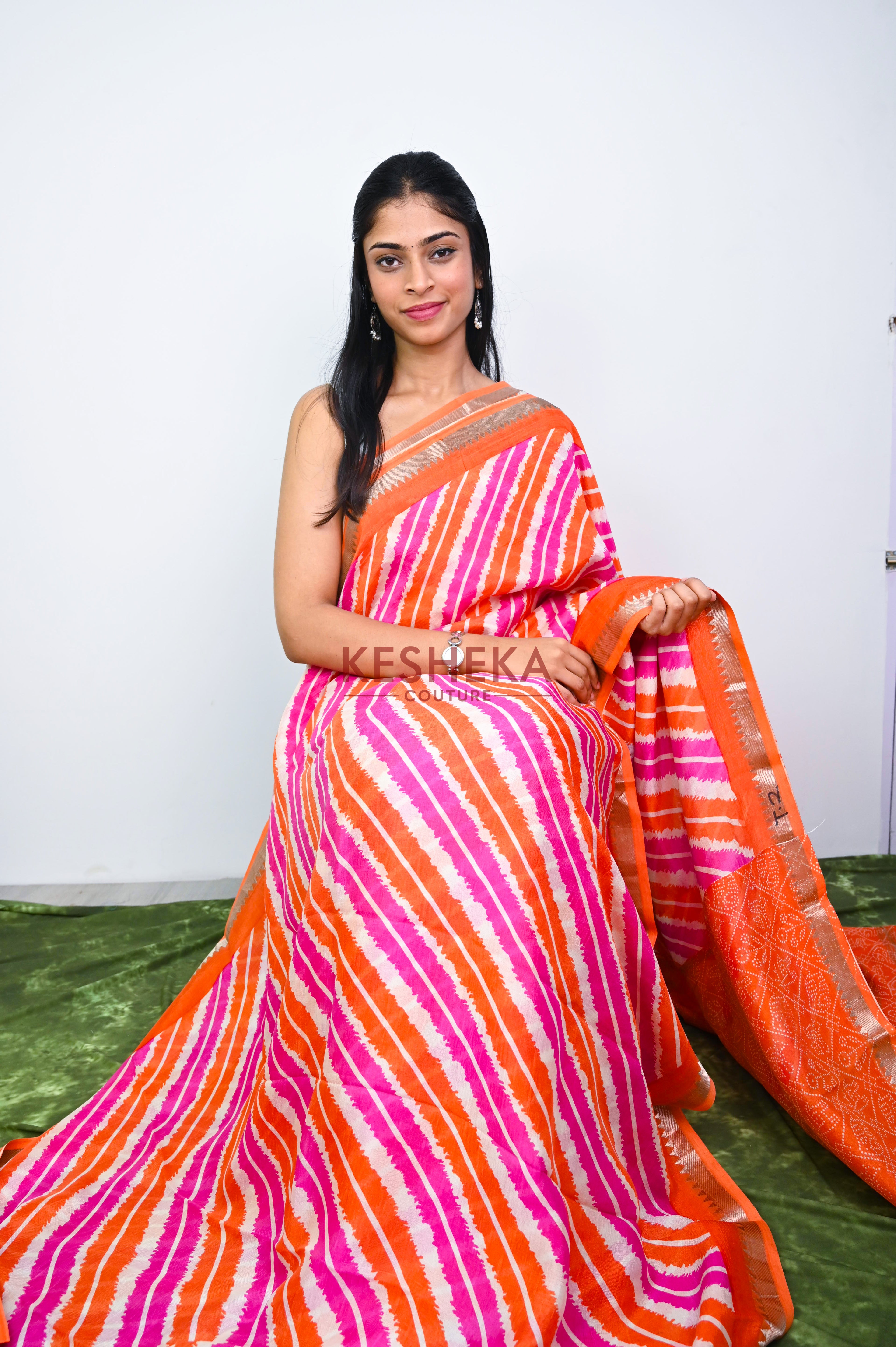 Mangalagiri Silk Sarees with Leheriya border