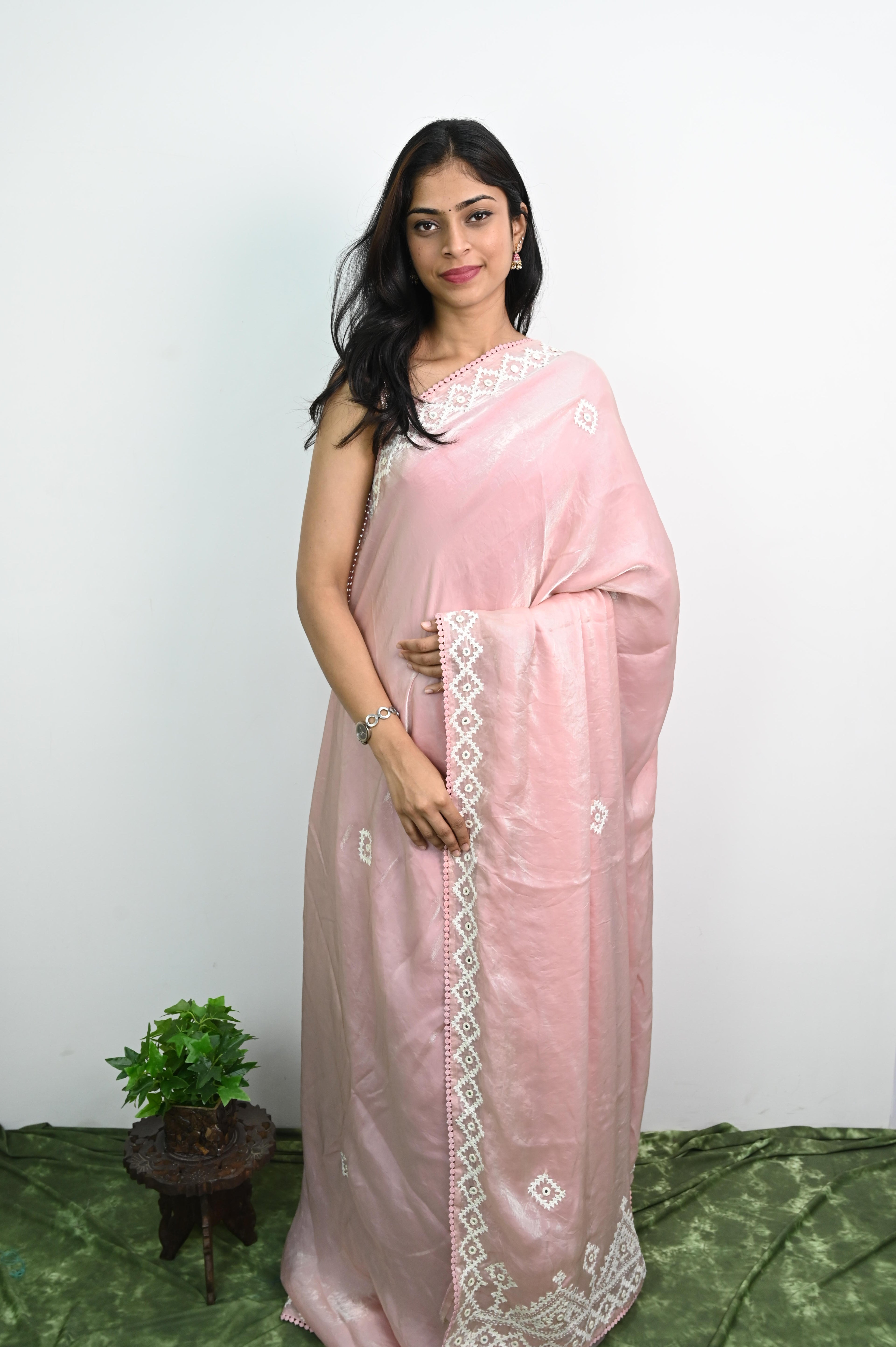 Kota Silk Saree with Kutch work Embroidery